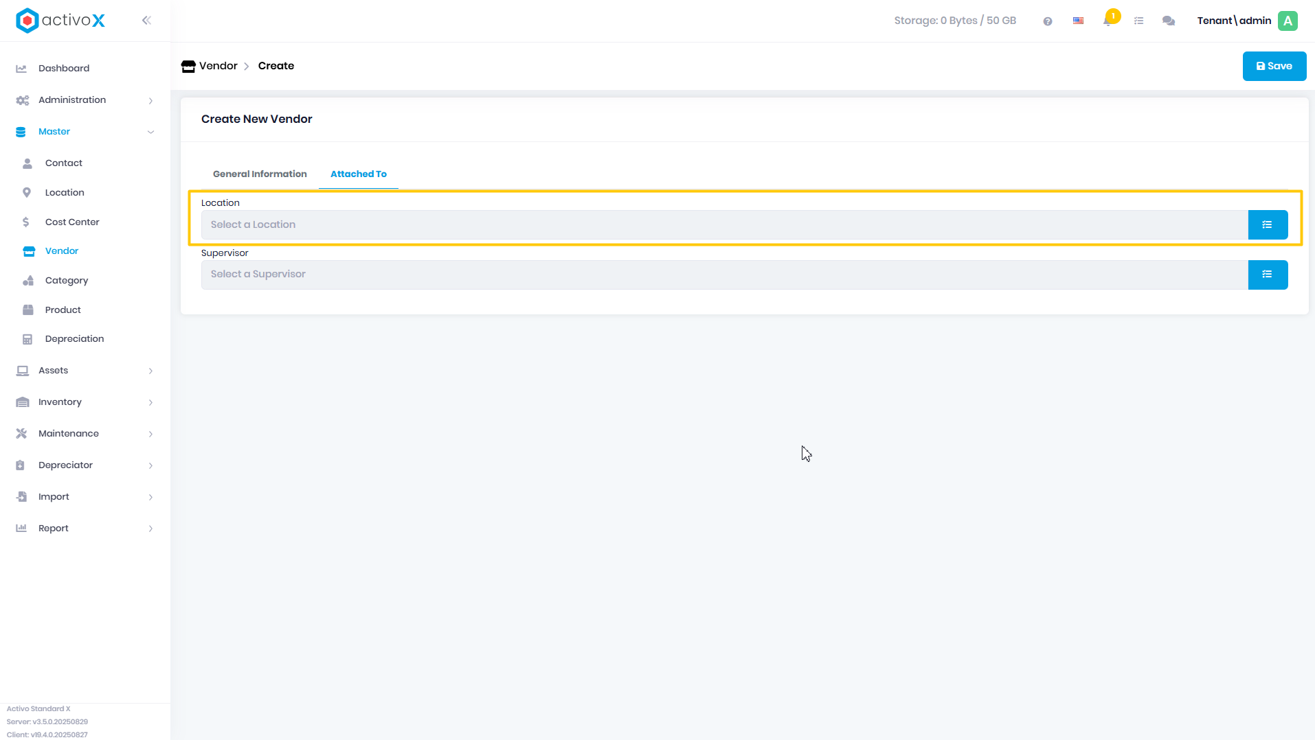 Create Vendor