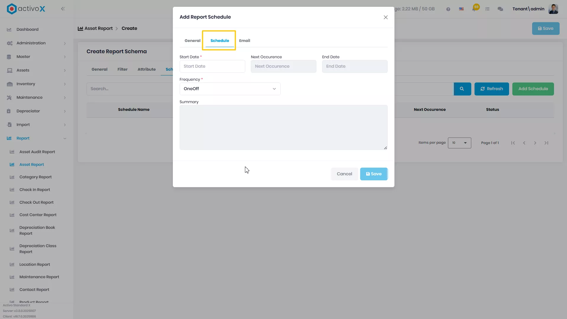 Create New Report Schema