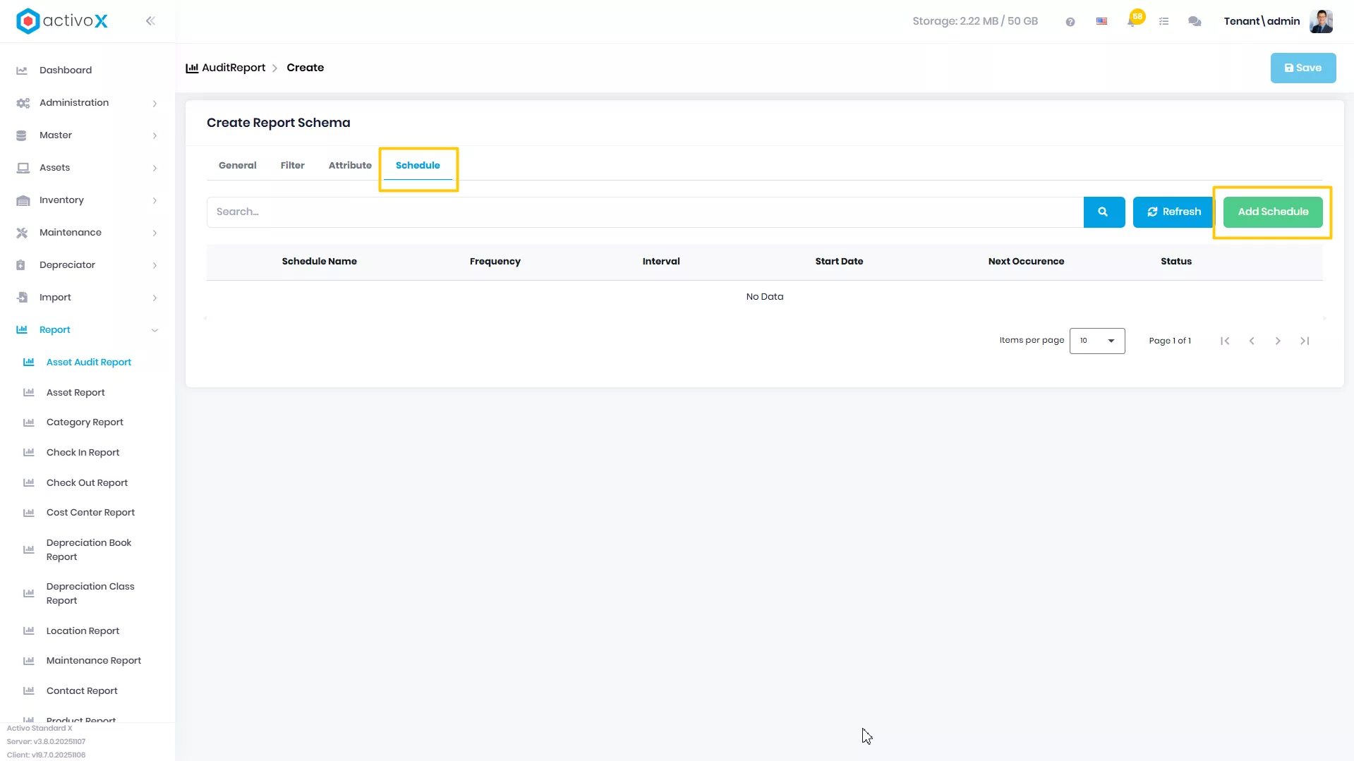 Create New Report Schema