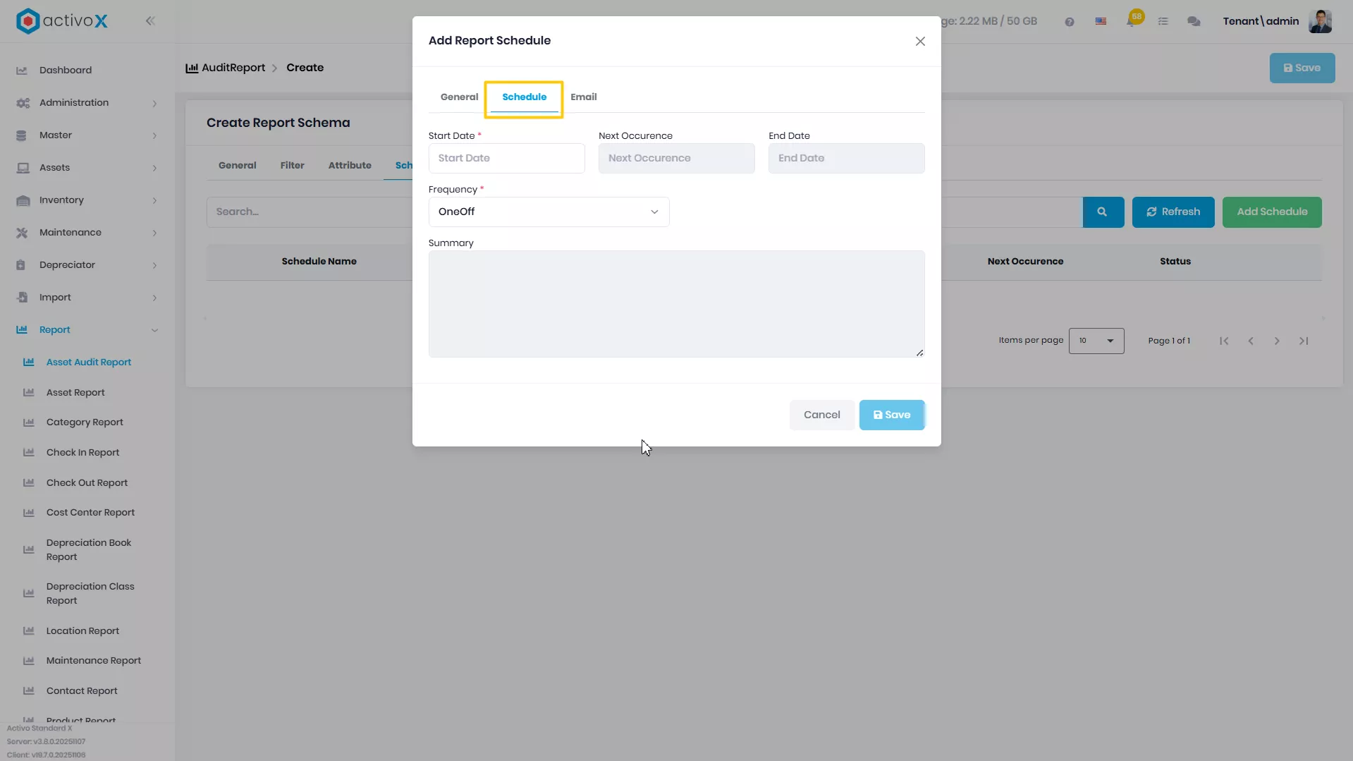 Create New Report Schema