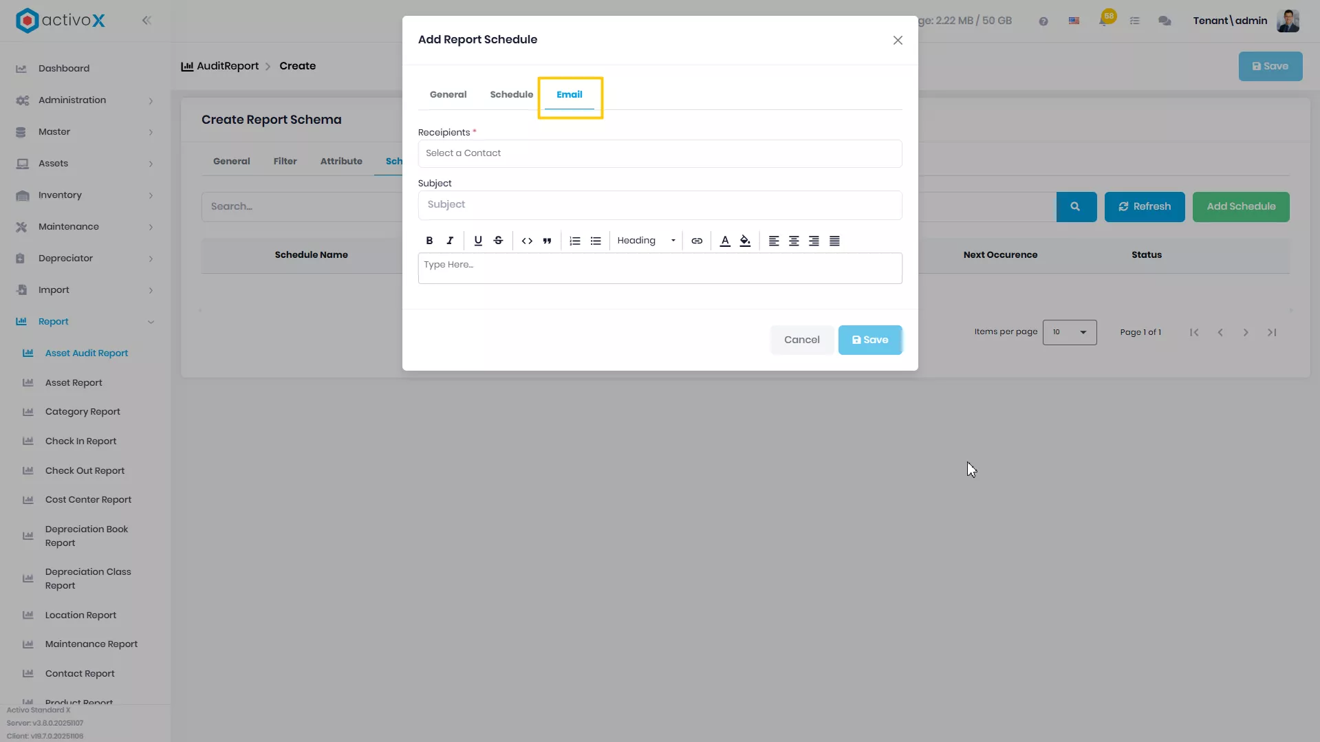 Create New Report Schema
