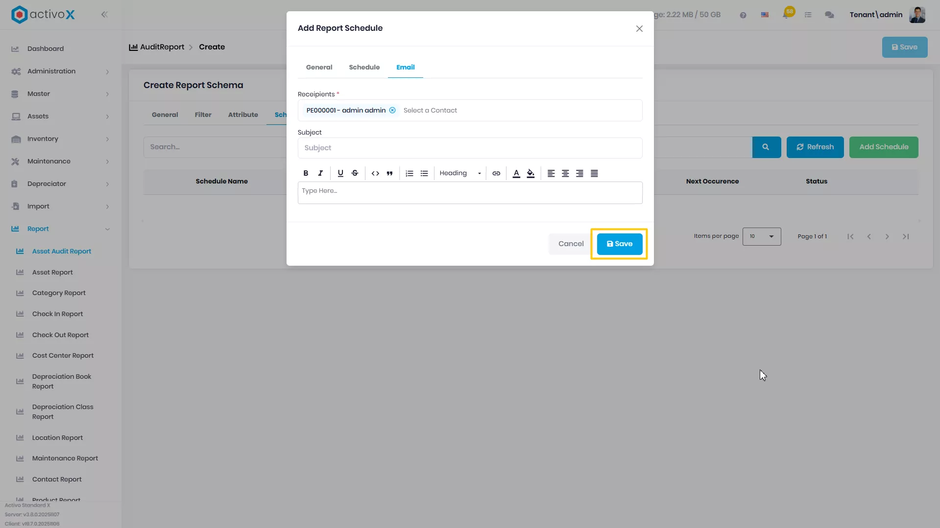 Create New Report Schema