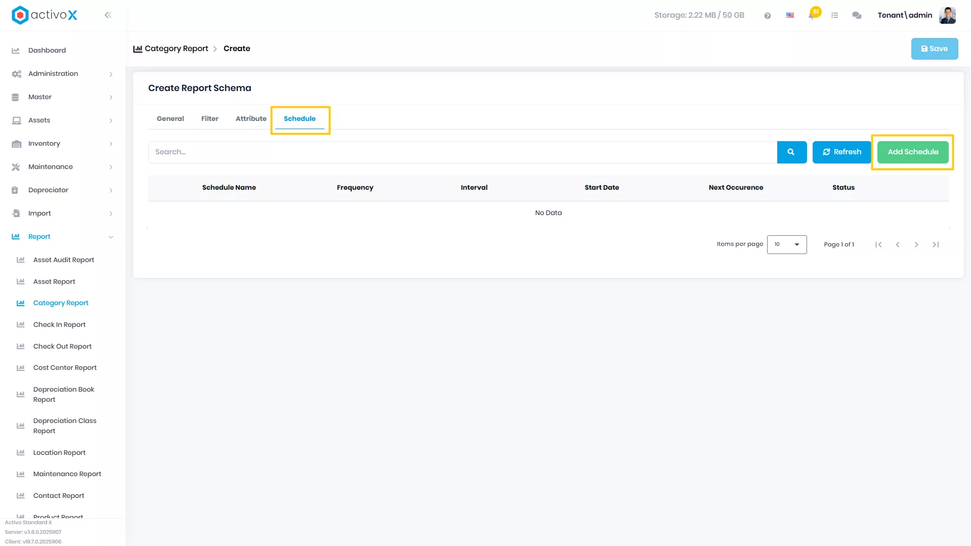Create New Report Schema