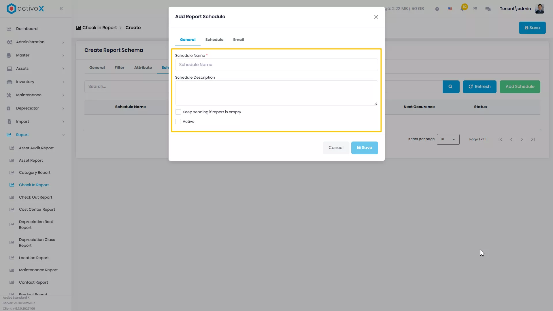 Create New Report Schema