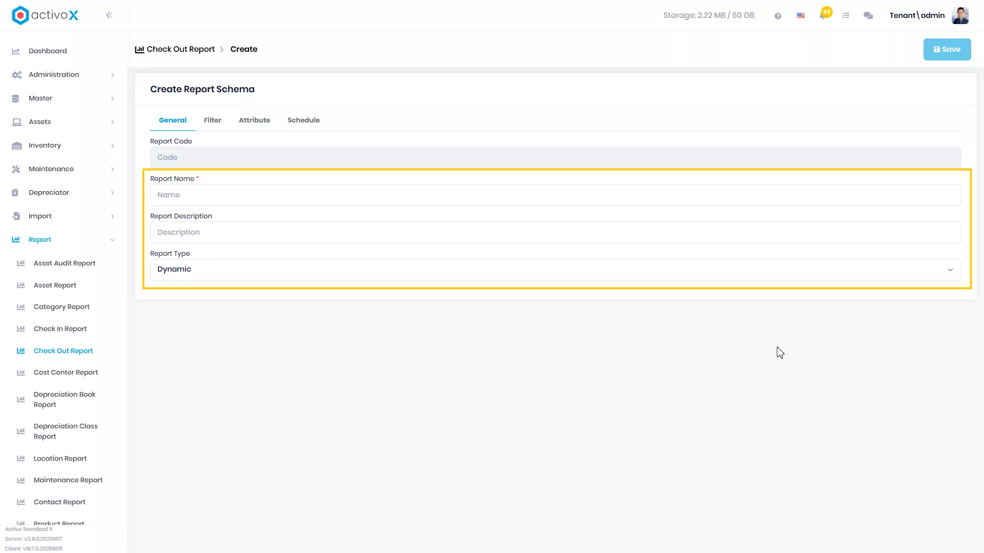 Create New Report Schema