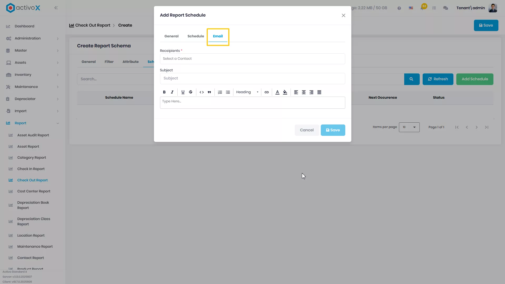 Create New Report Schema