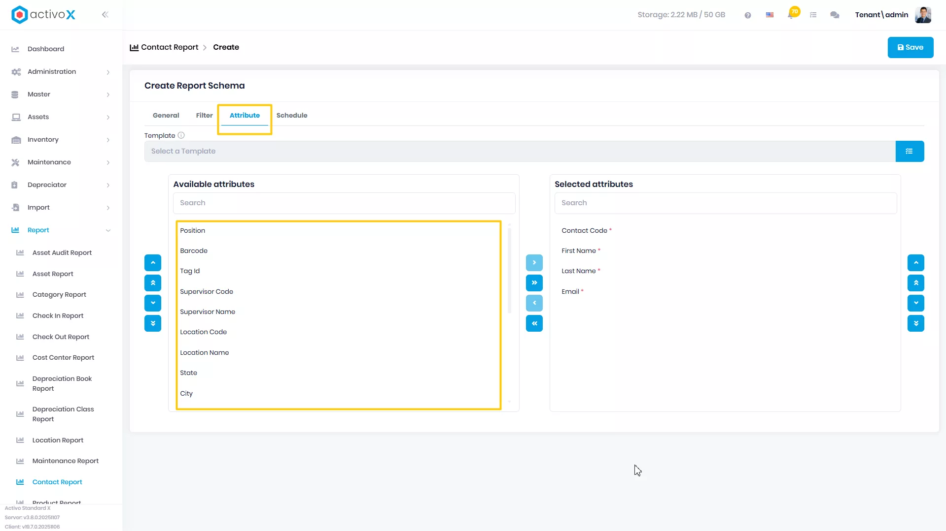 Create New Report Schema