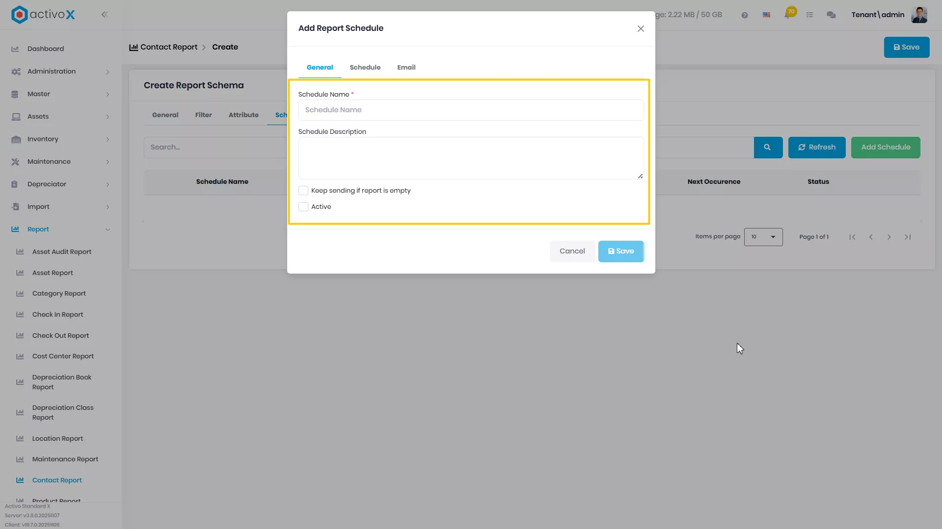 Create New Report Schema