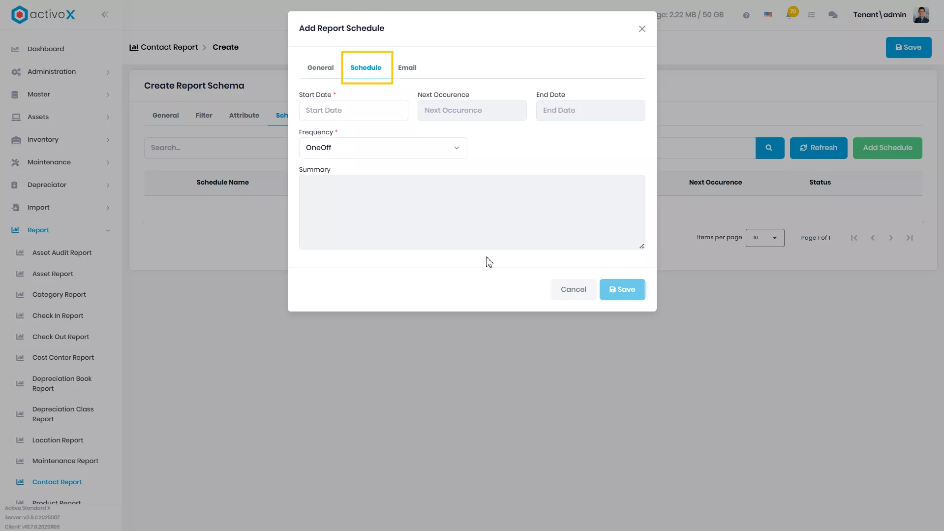 Create New Report Schema