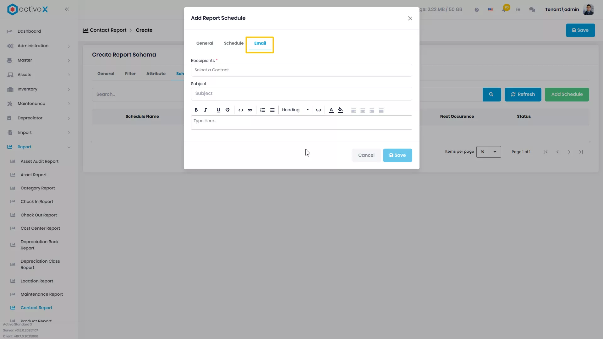 Create New Report Schema