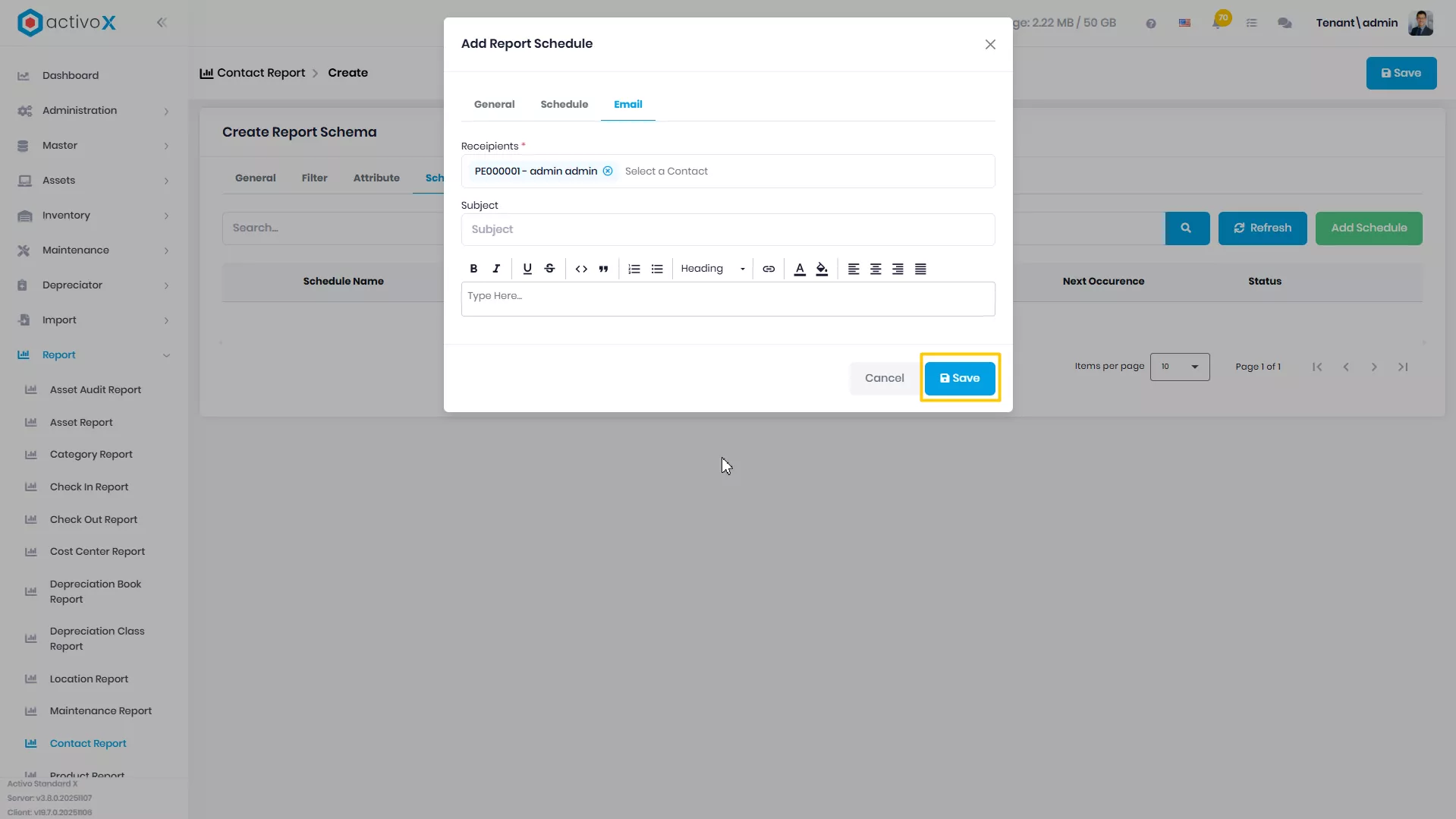 Create New Report Schema