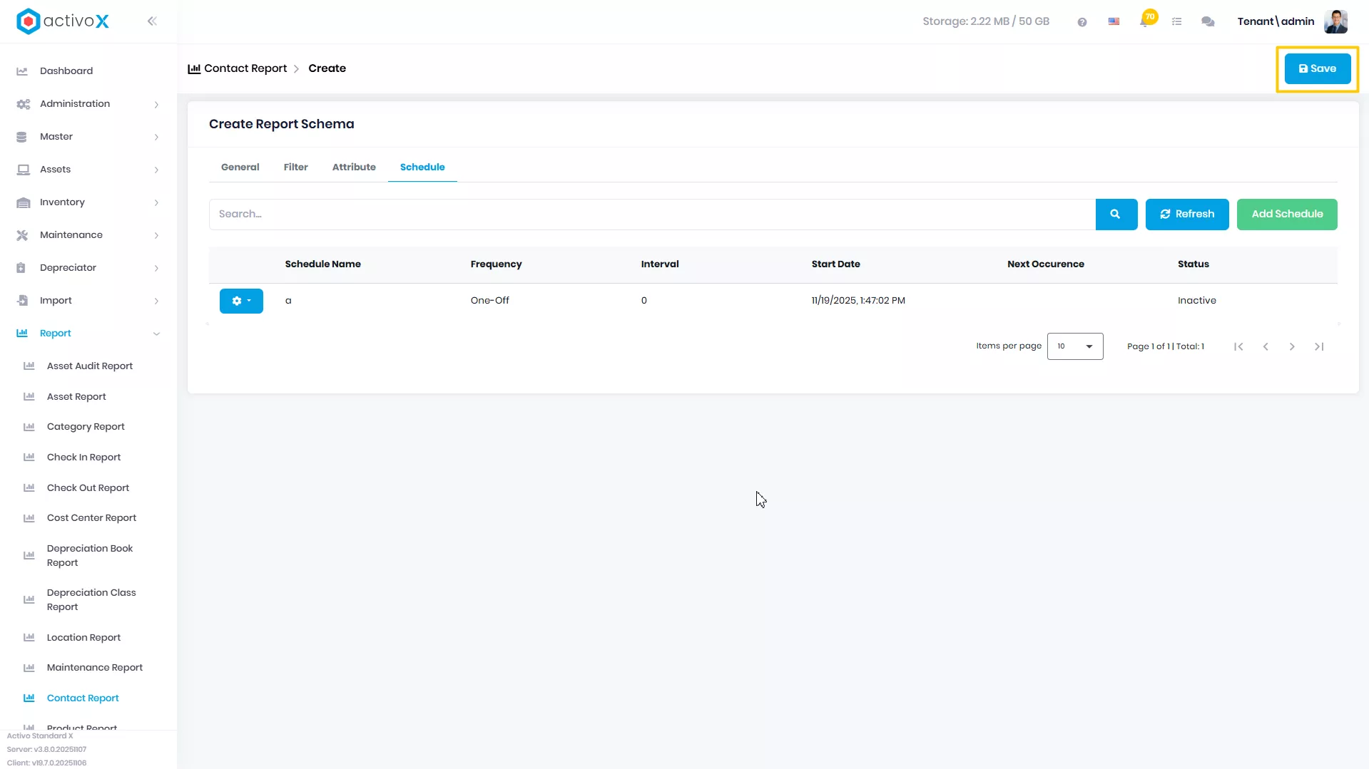 Create New Report Schema