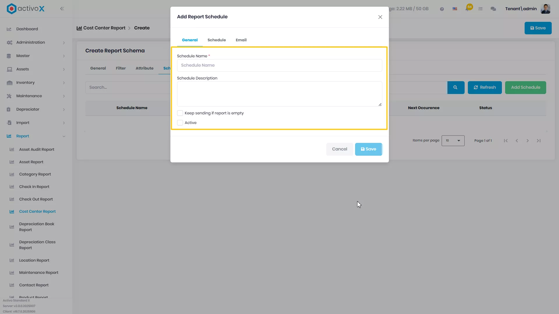 Create New Report Schema