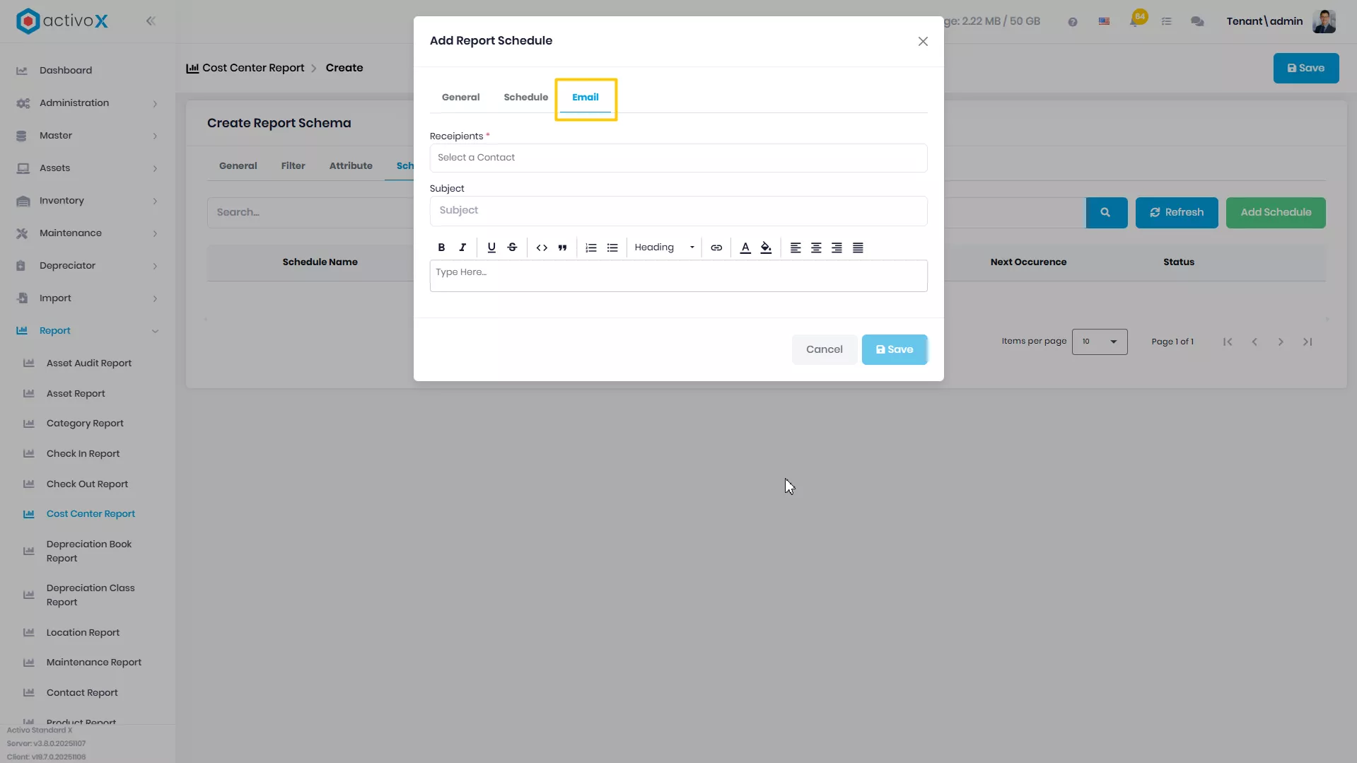 Create New Report Schema