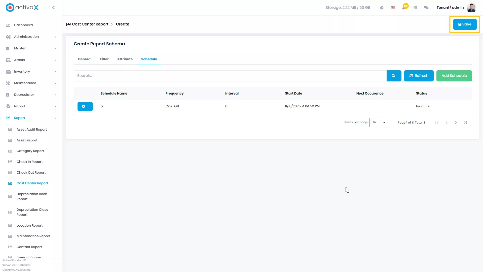 Create New Report Schema