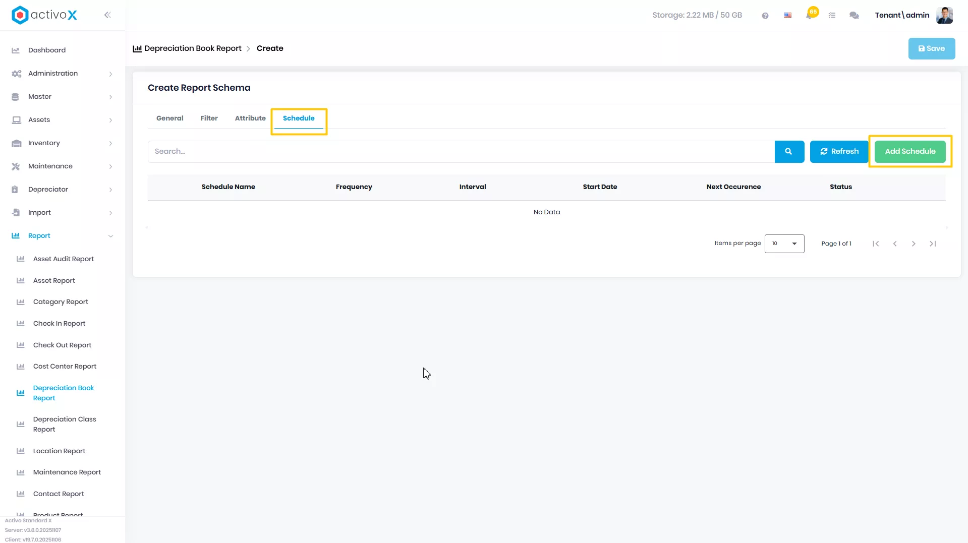 Create New Report Schema