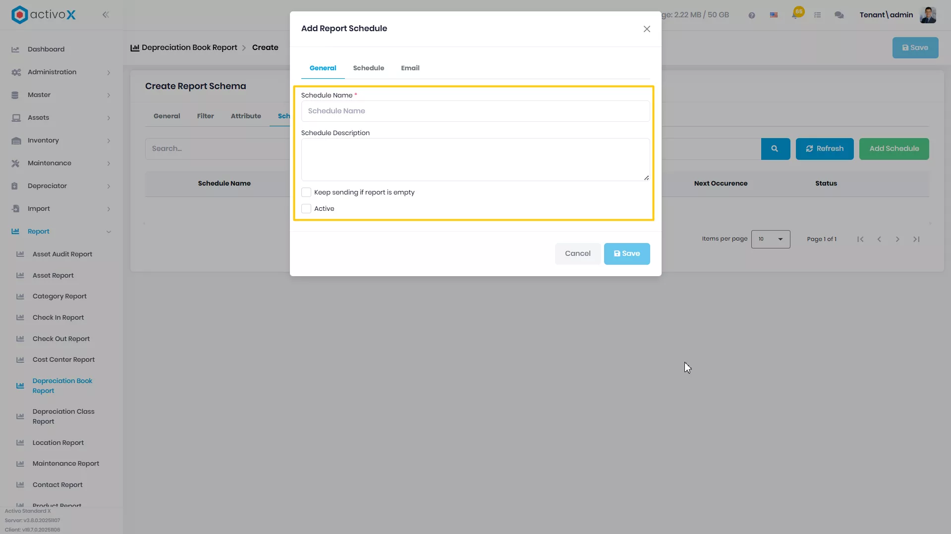 Create New Report Schema