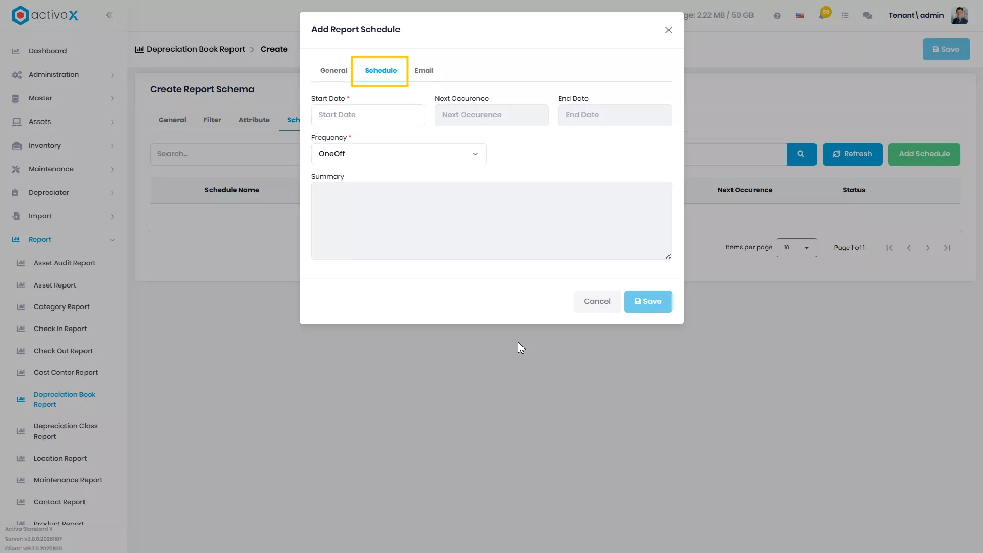 Create New Report Schema