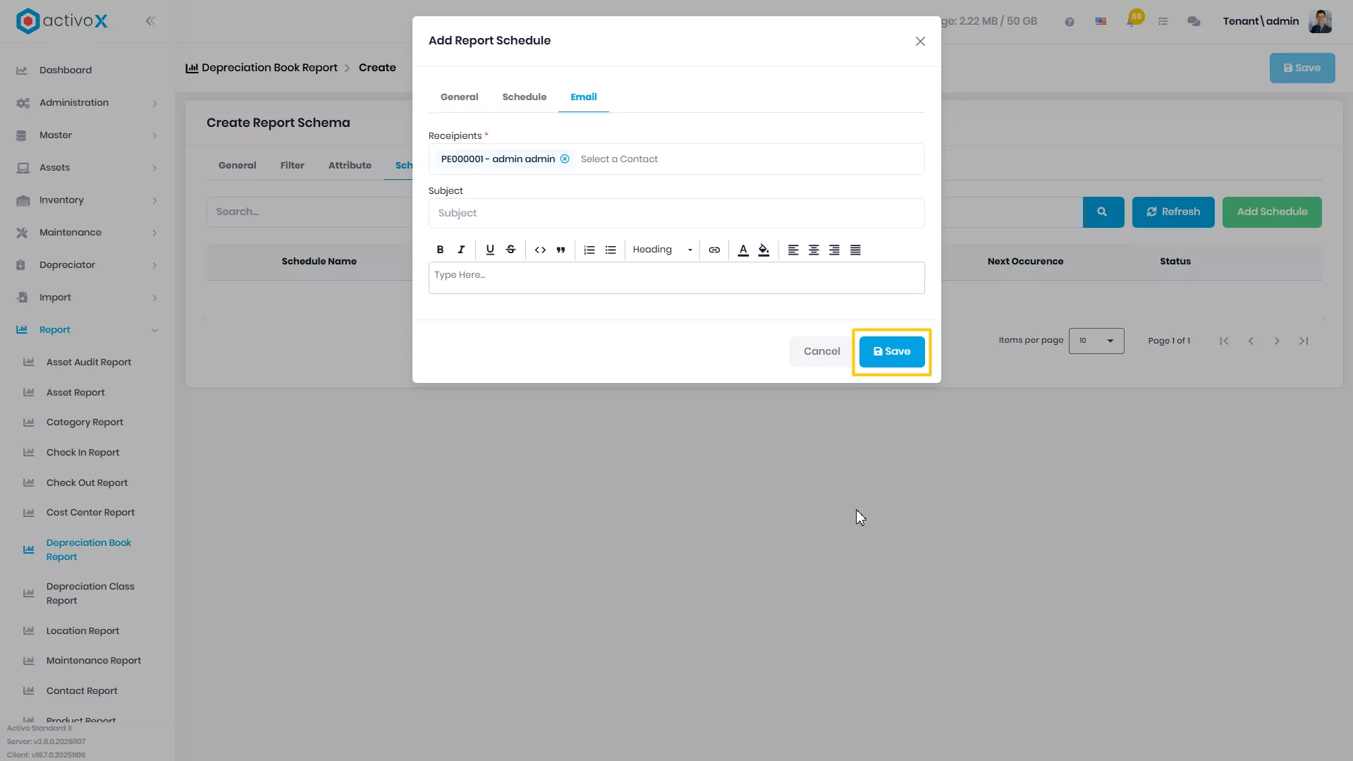 Create New Report Schema