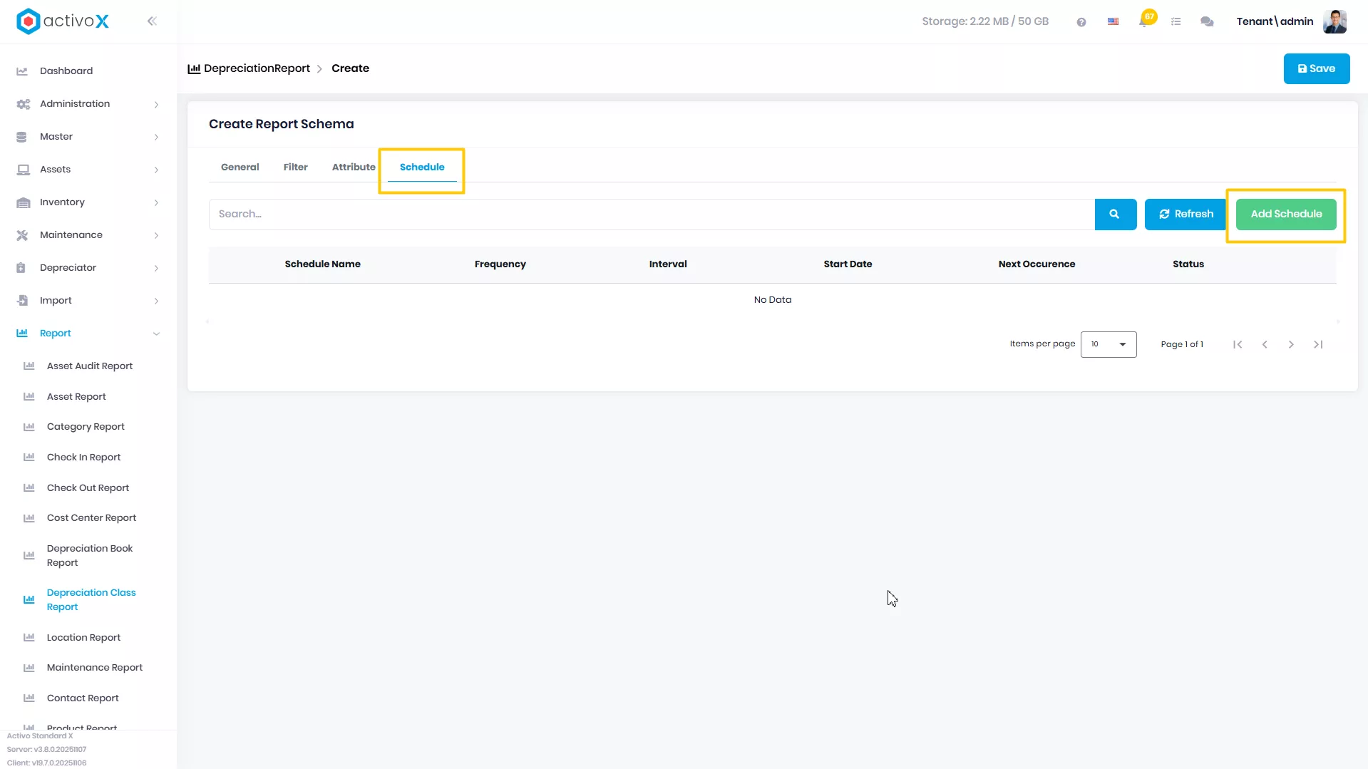 Create New Report Schema