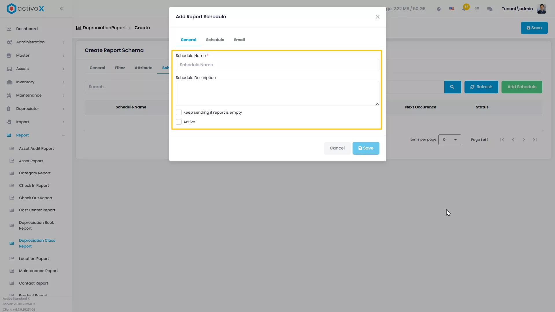 Create New Report Schema