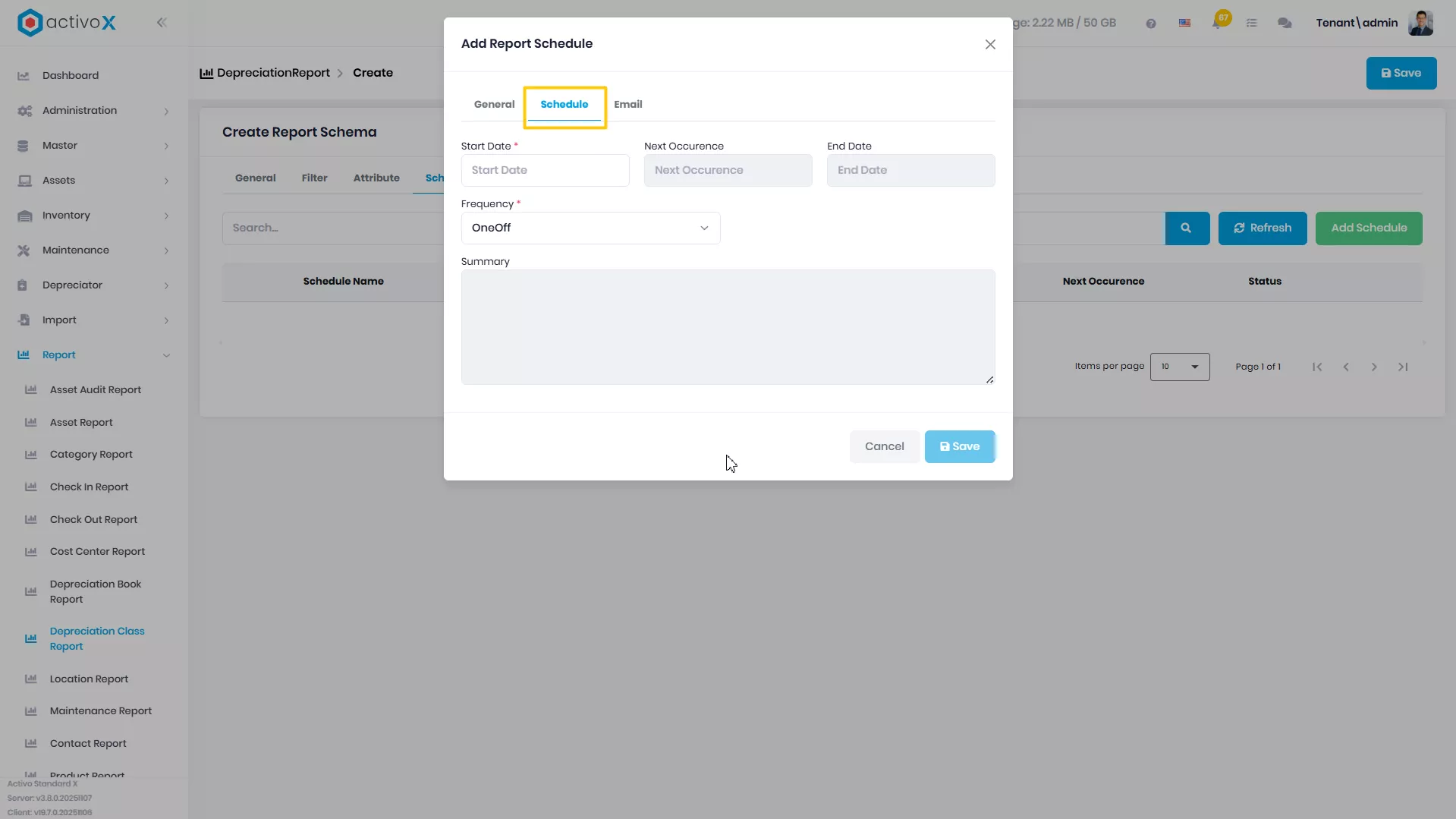 Create New Report Schema