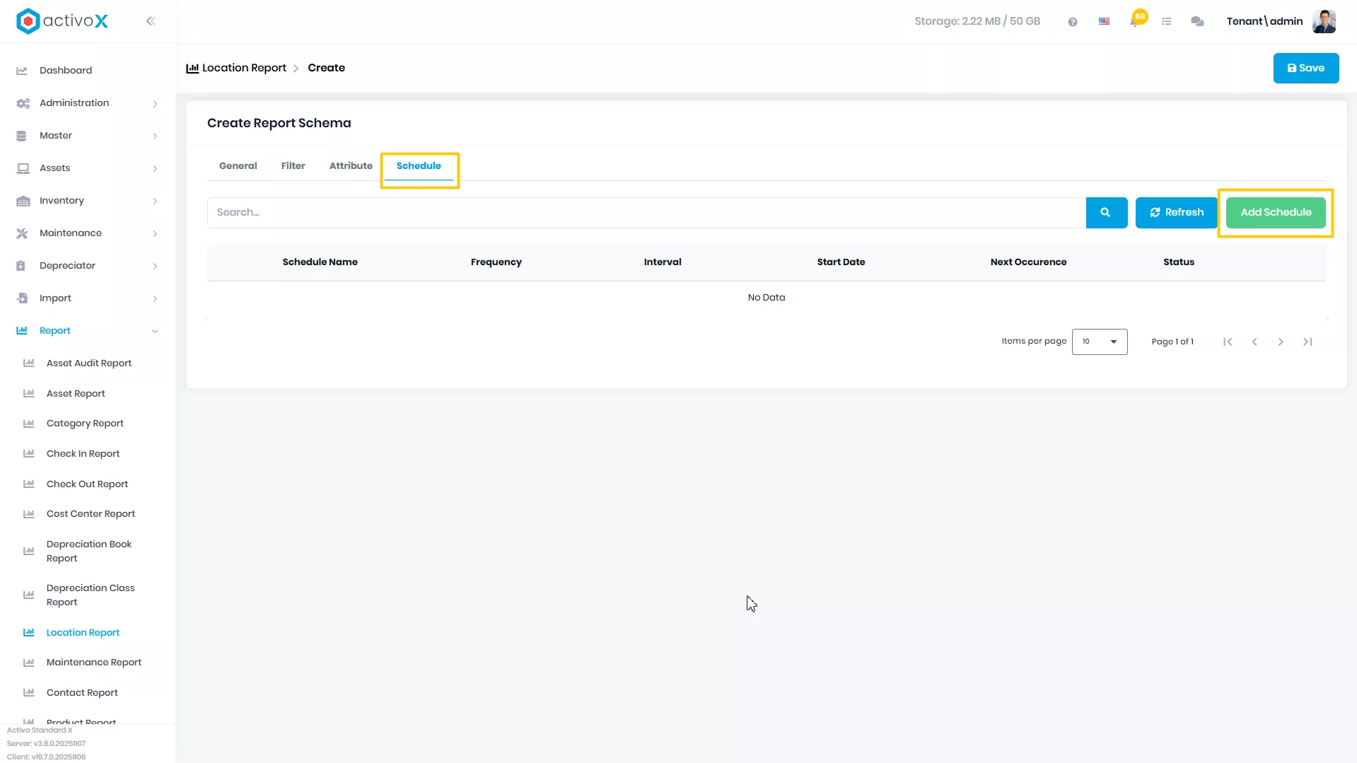 Create New Report Schema