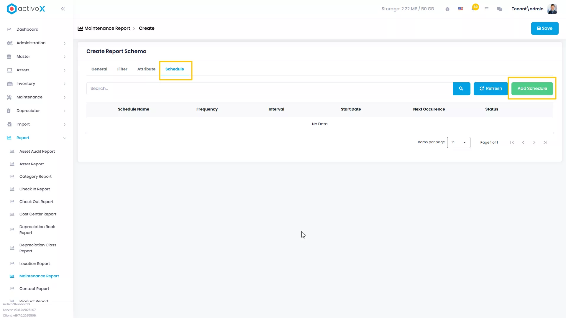 Create New Report Schema