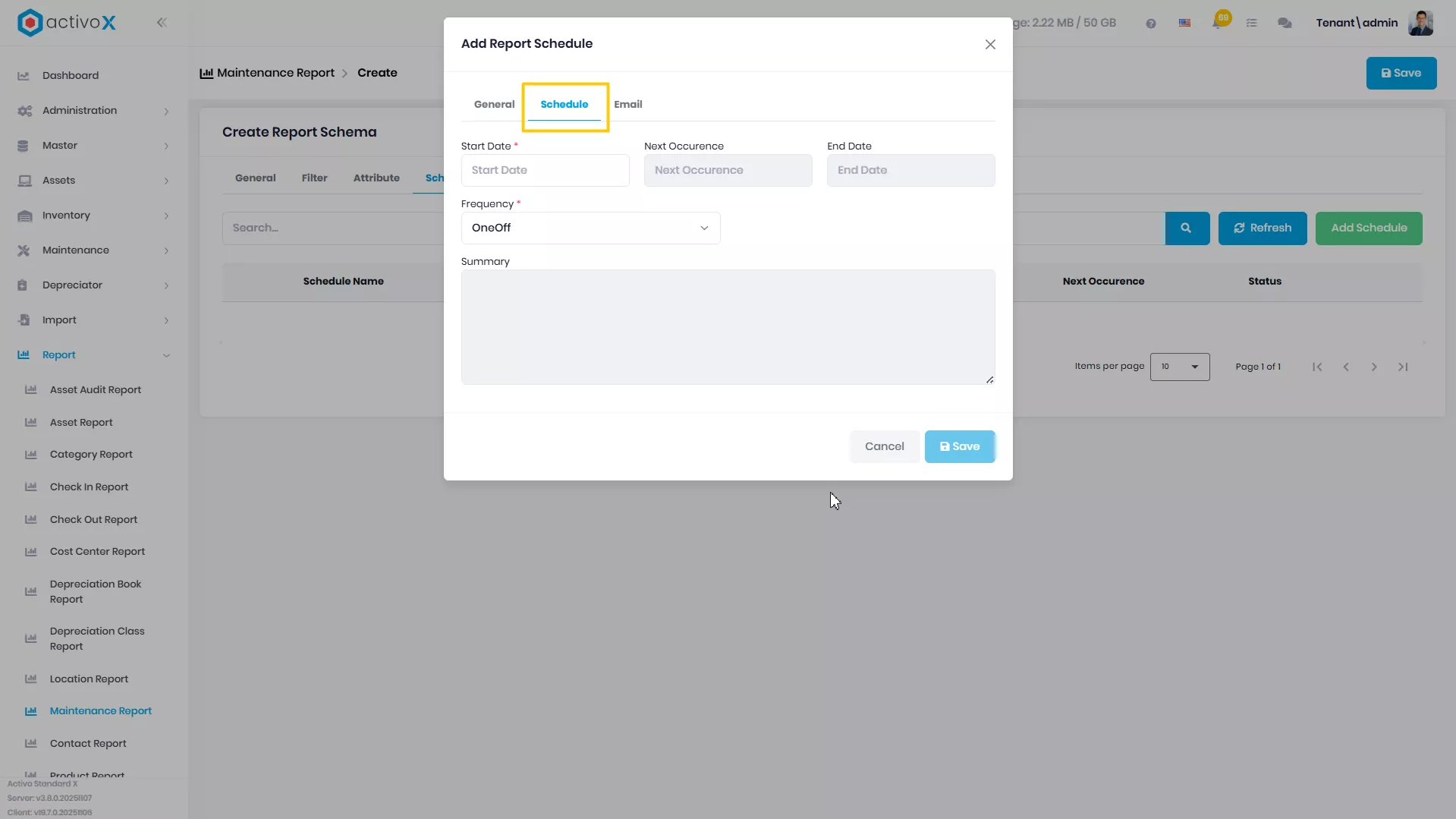 Create New Report Schema