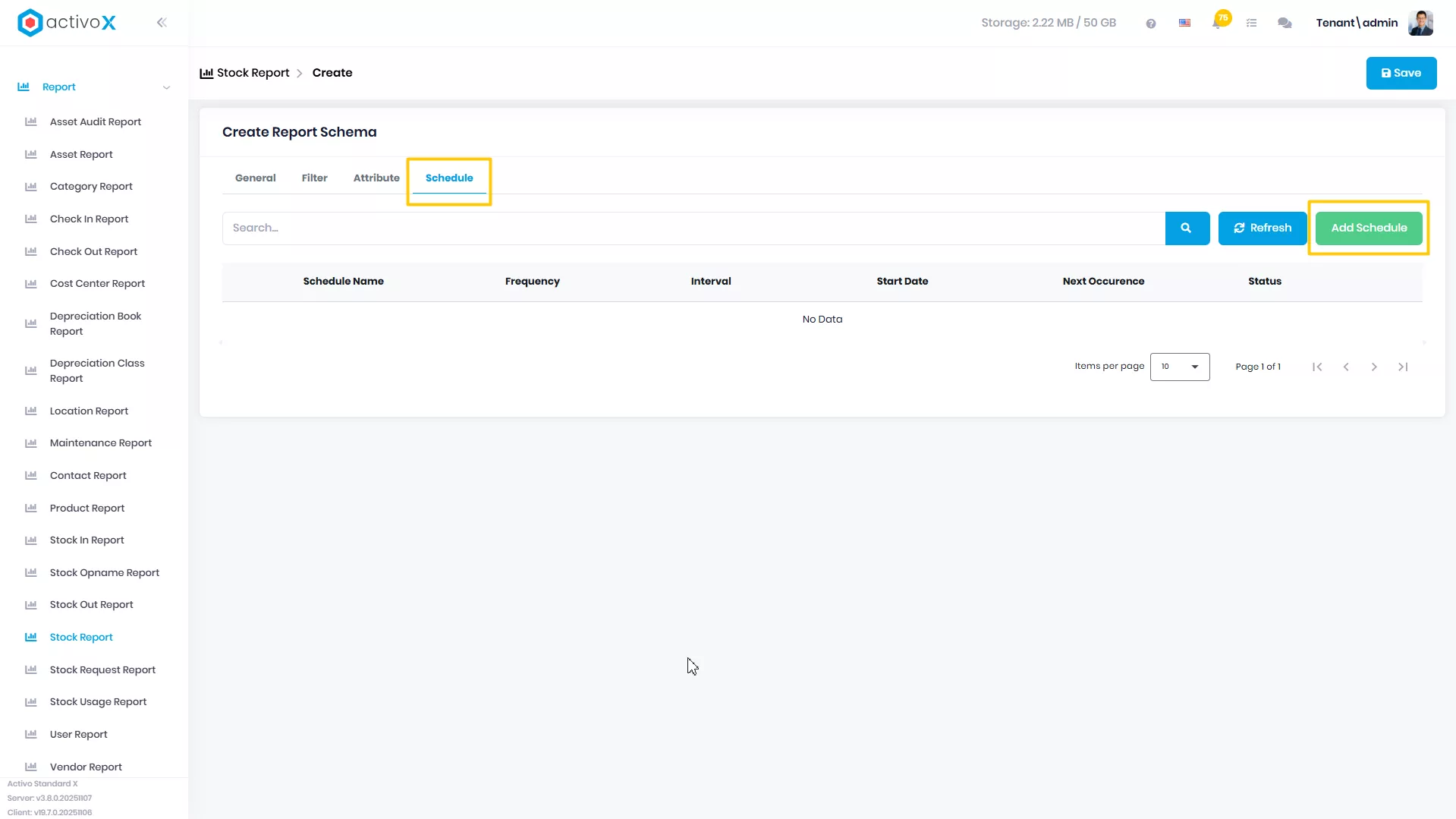Create New Report Schema