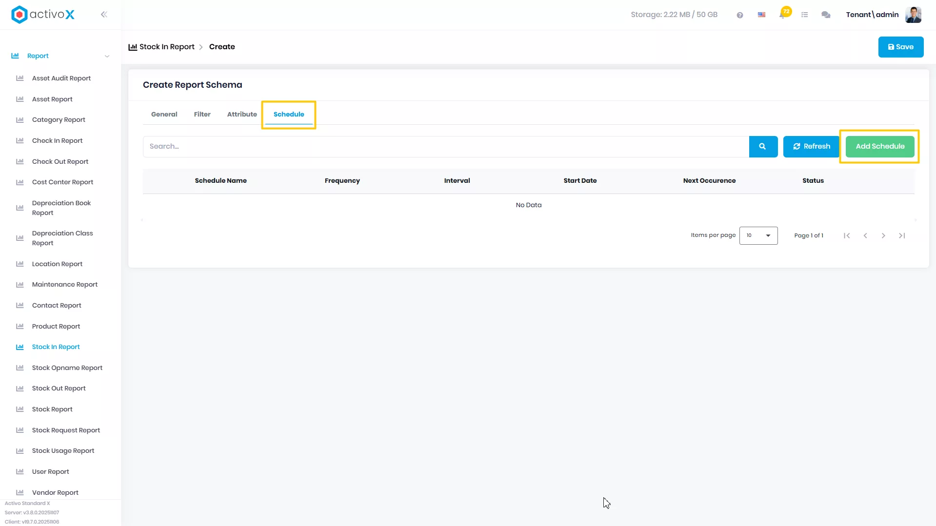 Create New Report Schema
