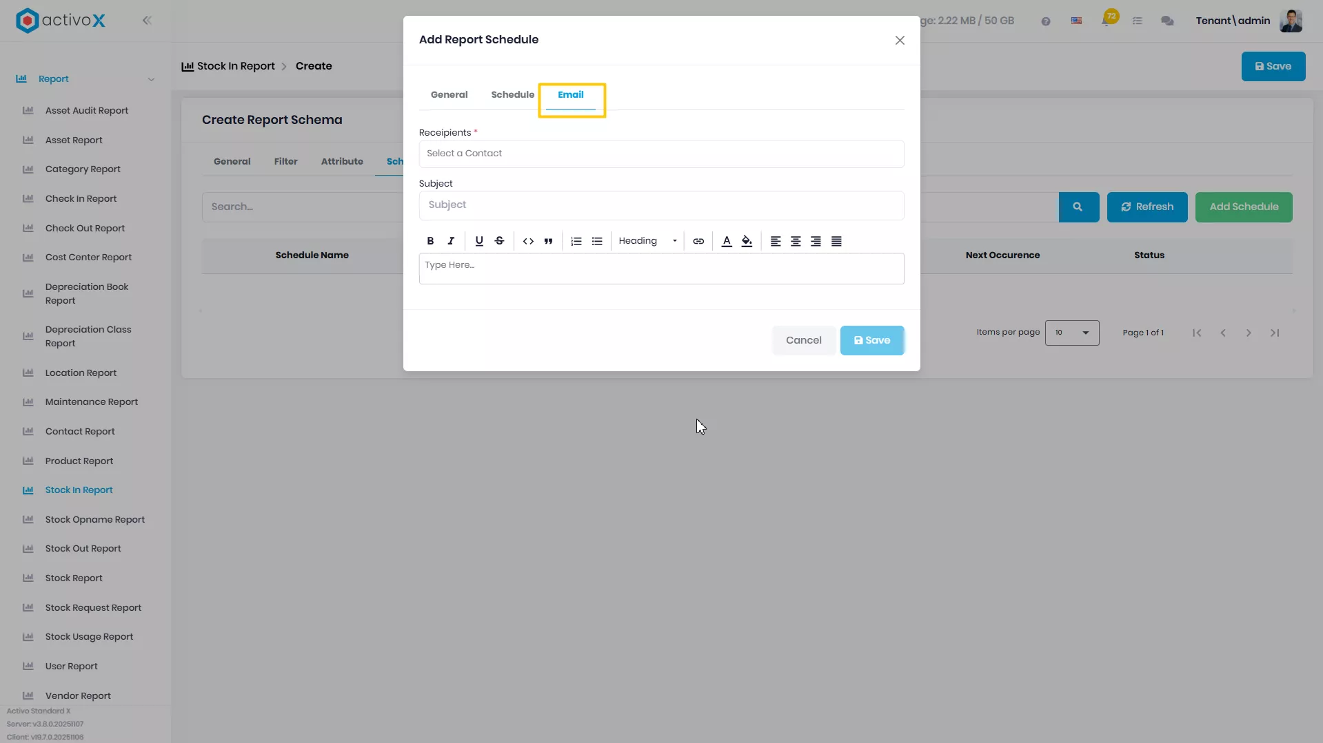 Create New Report Schema