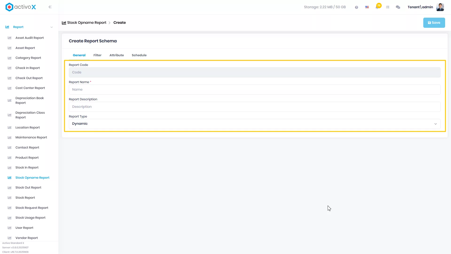 Create New Report Schema