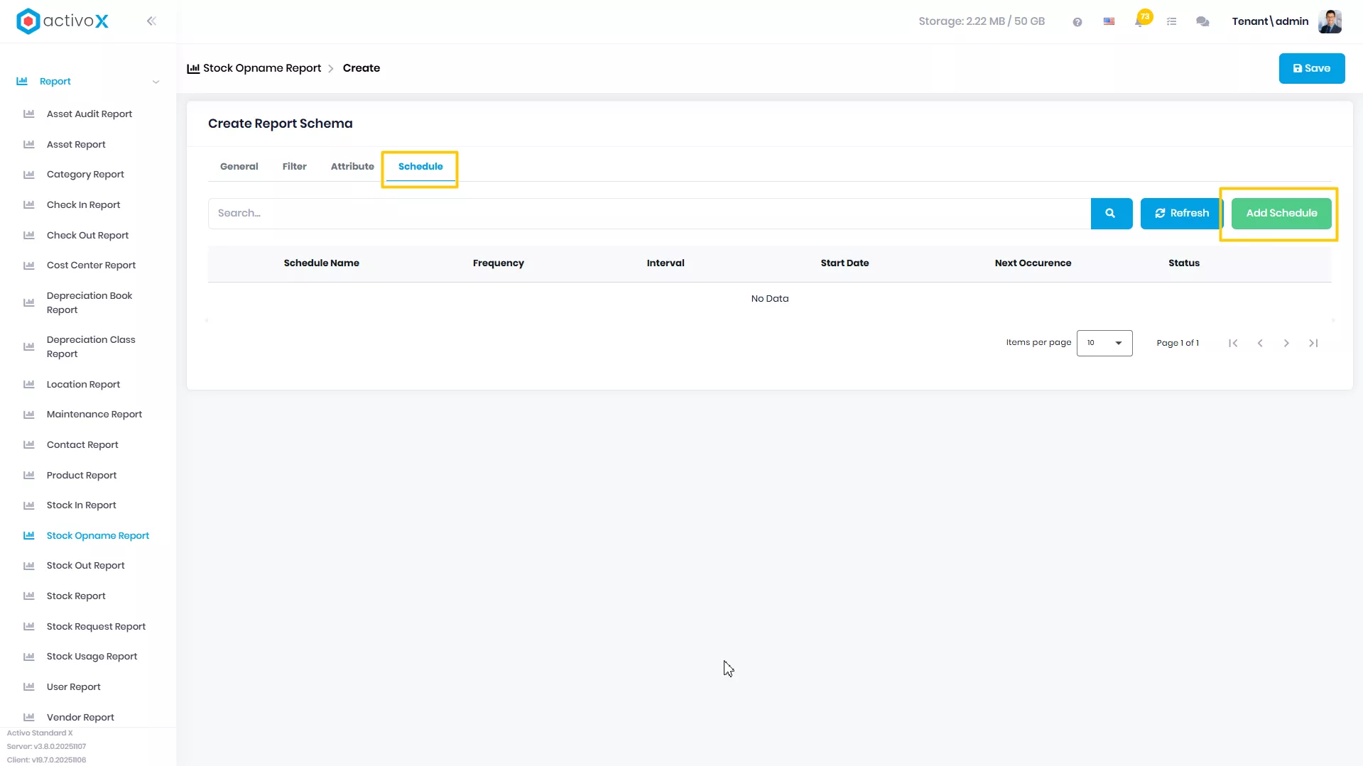 Create New Report Schema