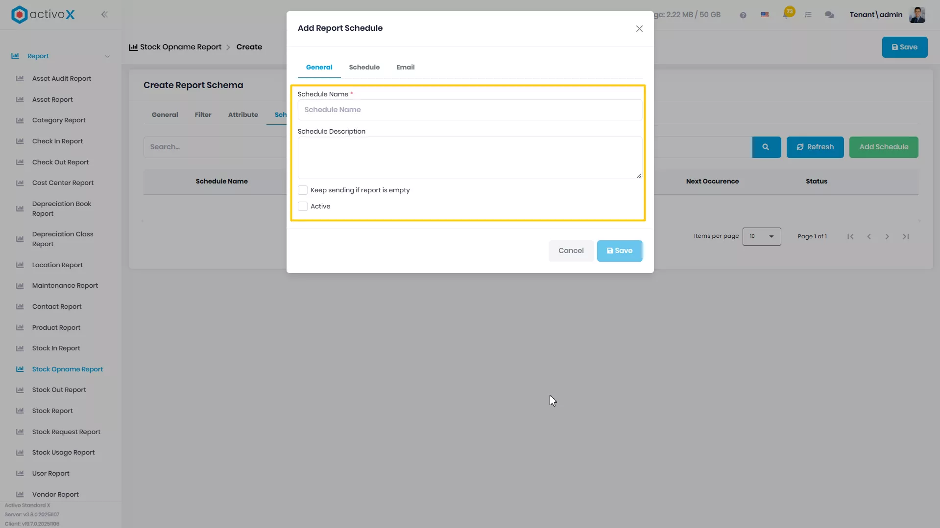 Create New Report Schema