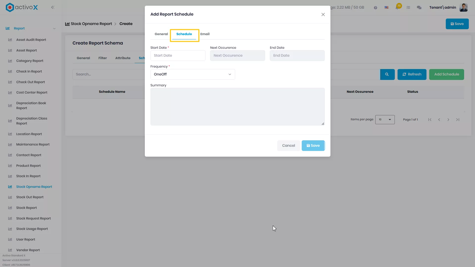 Create New Report Schema