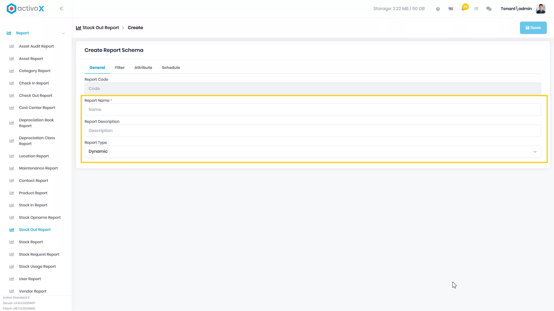 Create New Report Schema