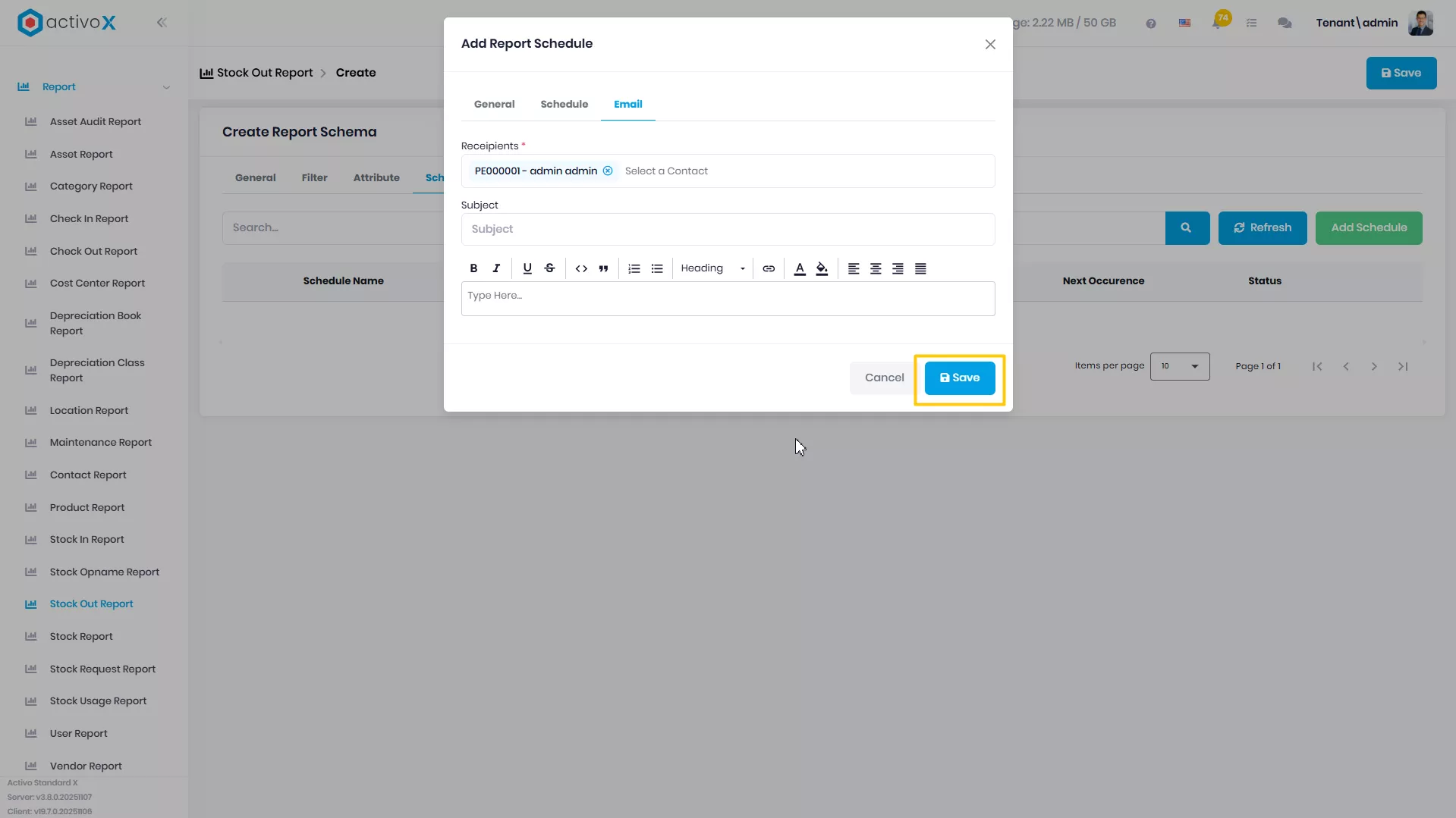 Create New Report Schema