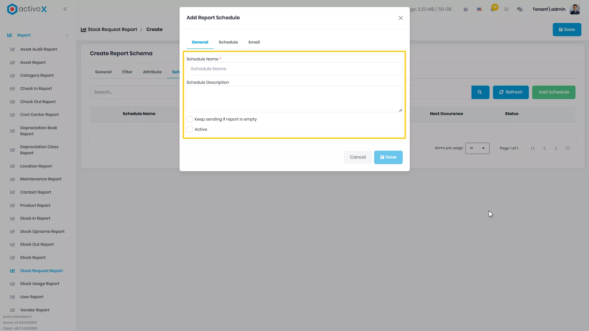 Create New Report Schema