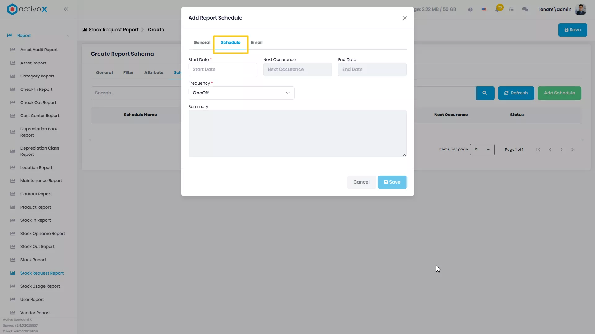 Create New Report Schema
