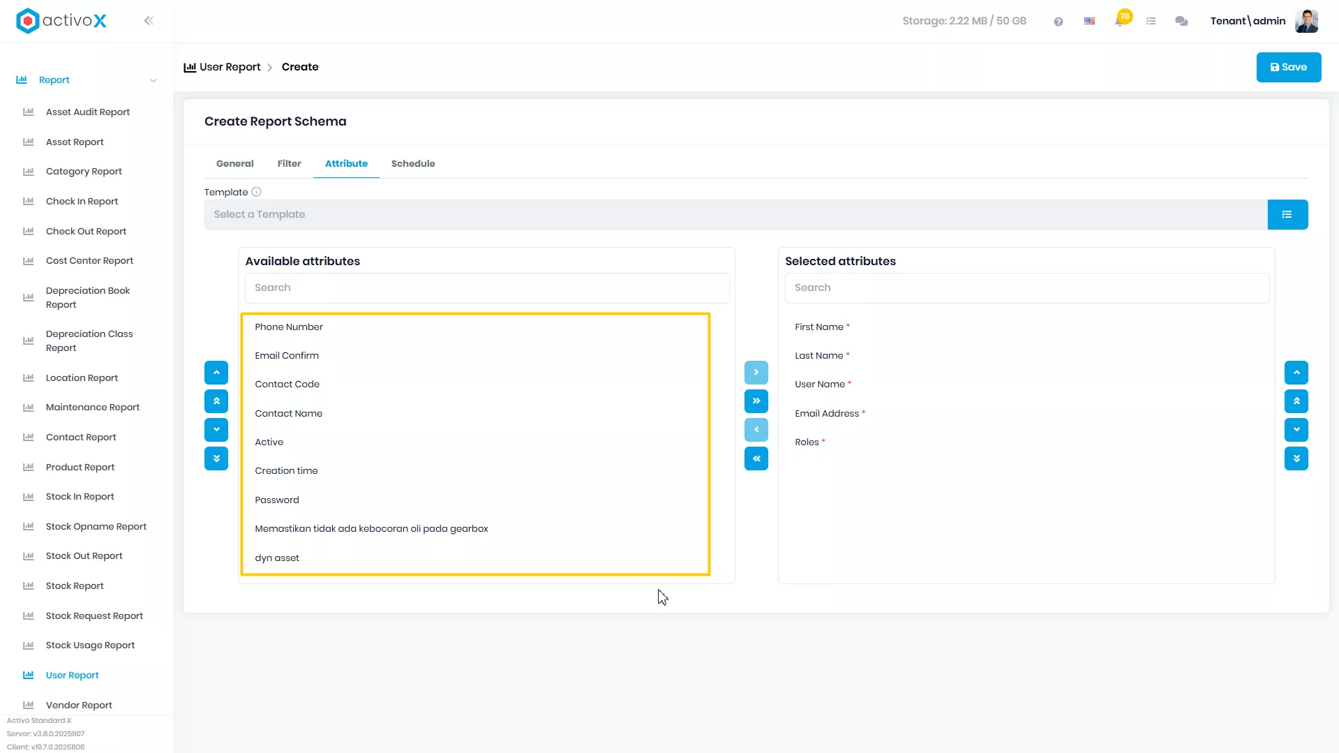 Create New Report Schema