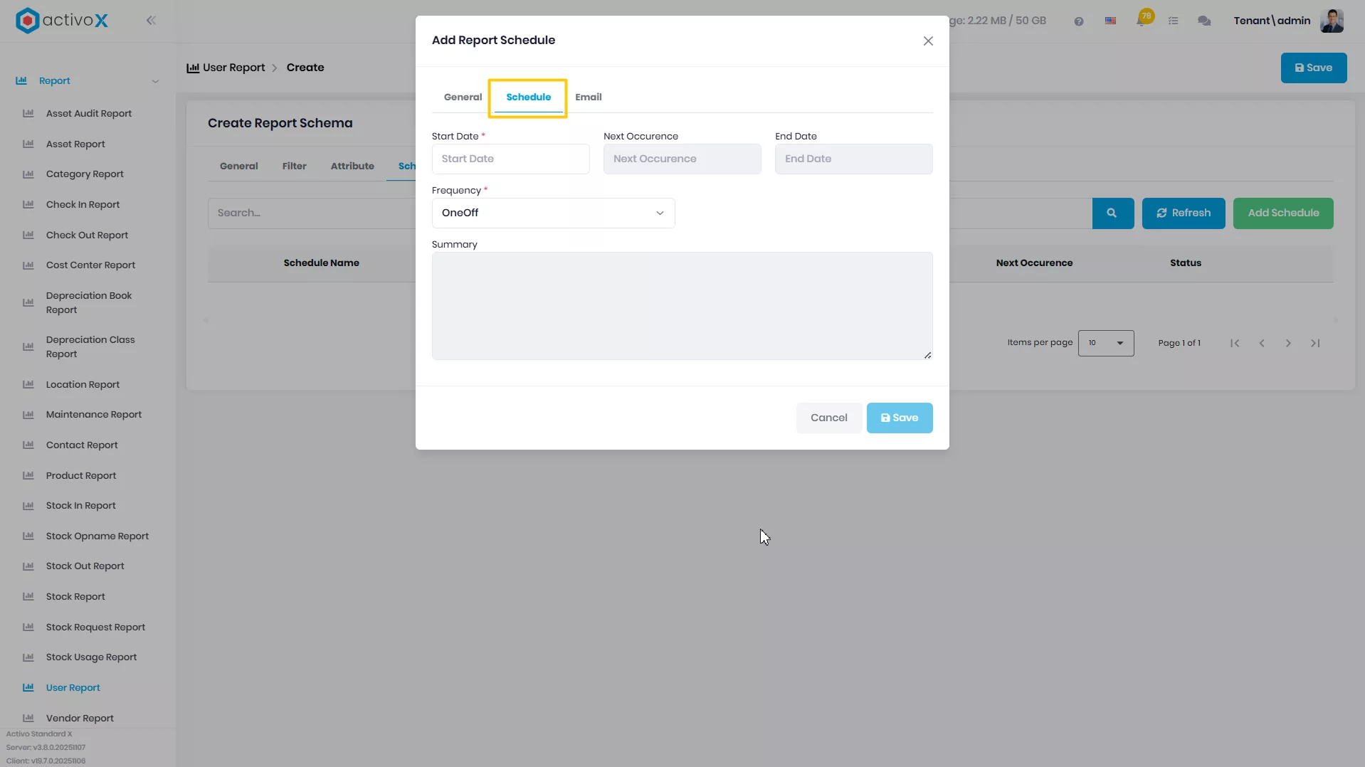 Create New Report Schema