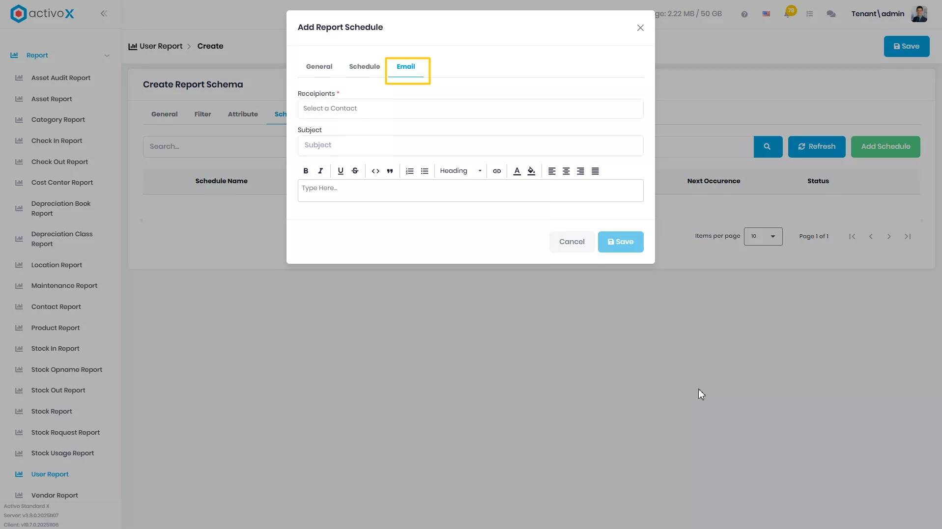 Create New Report Schema