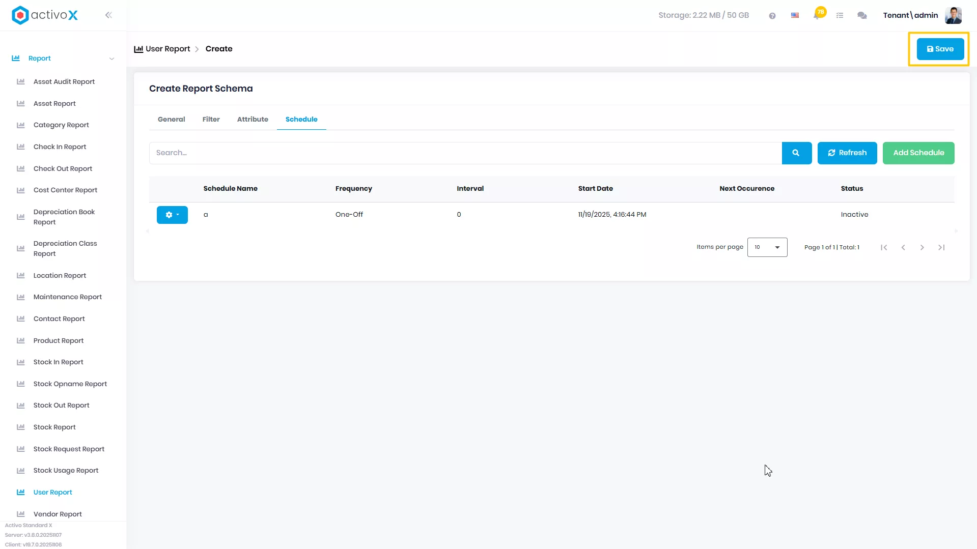 Create New Report Schema